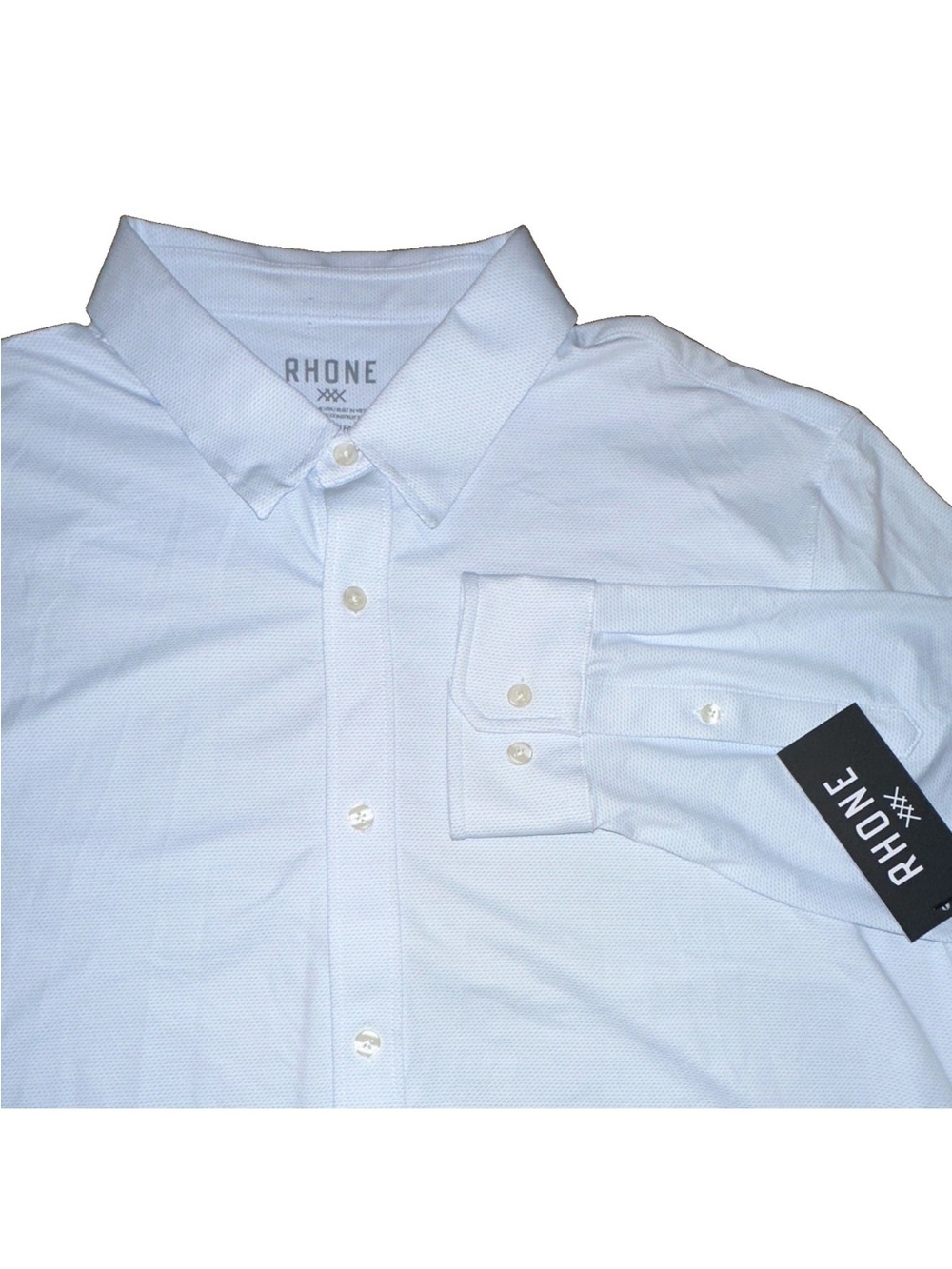 RHONE Commuter Shirt Slim XXL Men's Light Blue Micro Dot Stretch